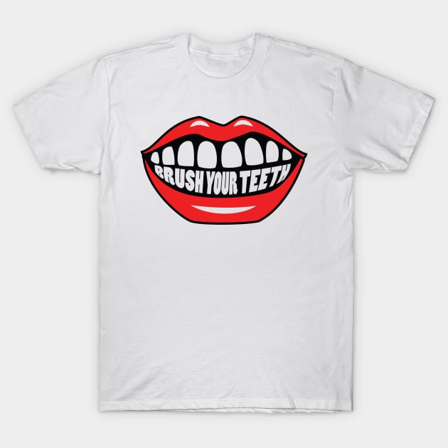 Brush Your Teeth Mouth T-Shirt by MonkeyBusiness